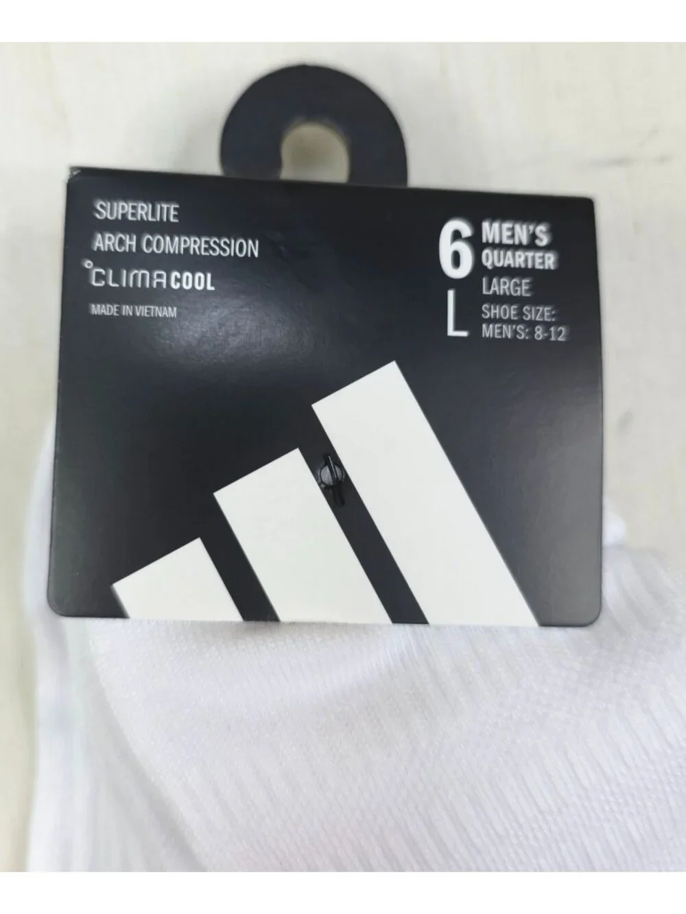 Adidas Mens Superlite ClimaCool Quarter Socks 6-Pack Arch Compression White